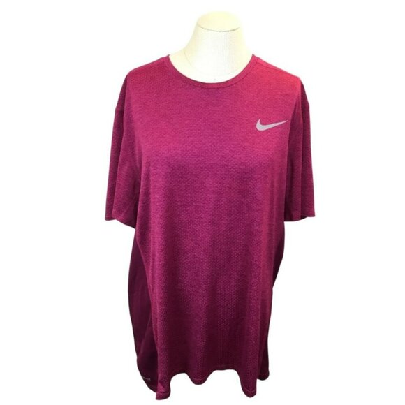 Nike Mens XXL Dri-Fit Running Shirt Magenta Polyester Lightweight Activewear - Picture 2 of 11